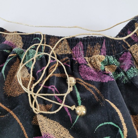 ZORA Womens Velvet Skirt Flared Layered Elastic Waist Size 16  Cotton Gold Belt - Picture 12 of 12